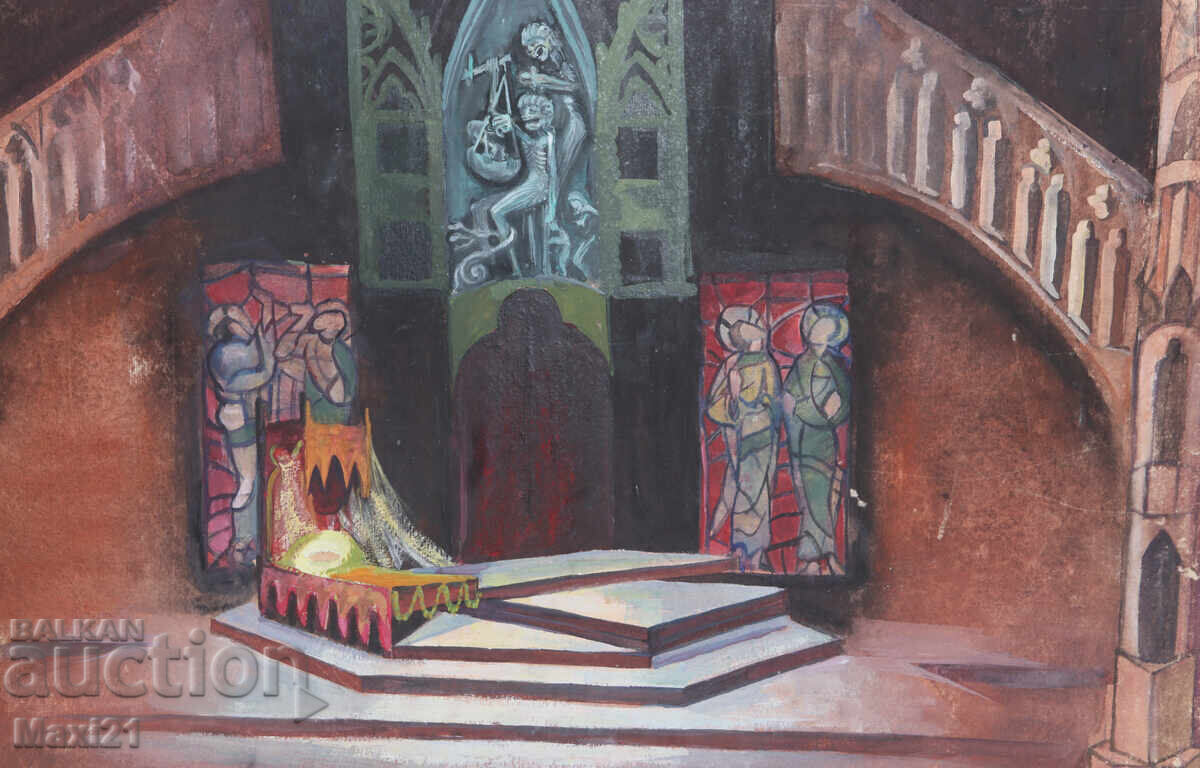 Картина гваш сценография интериор - 5