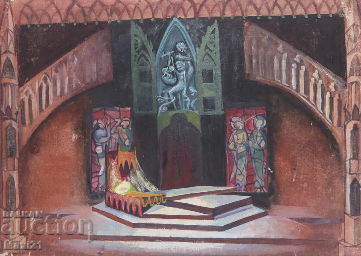 Картина гваш сценография интериор