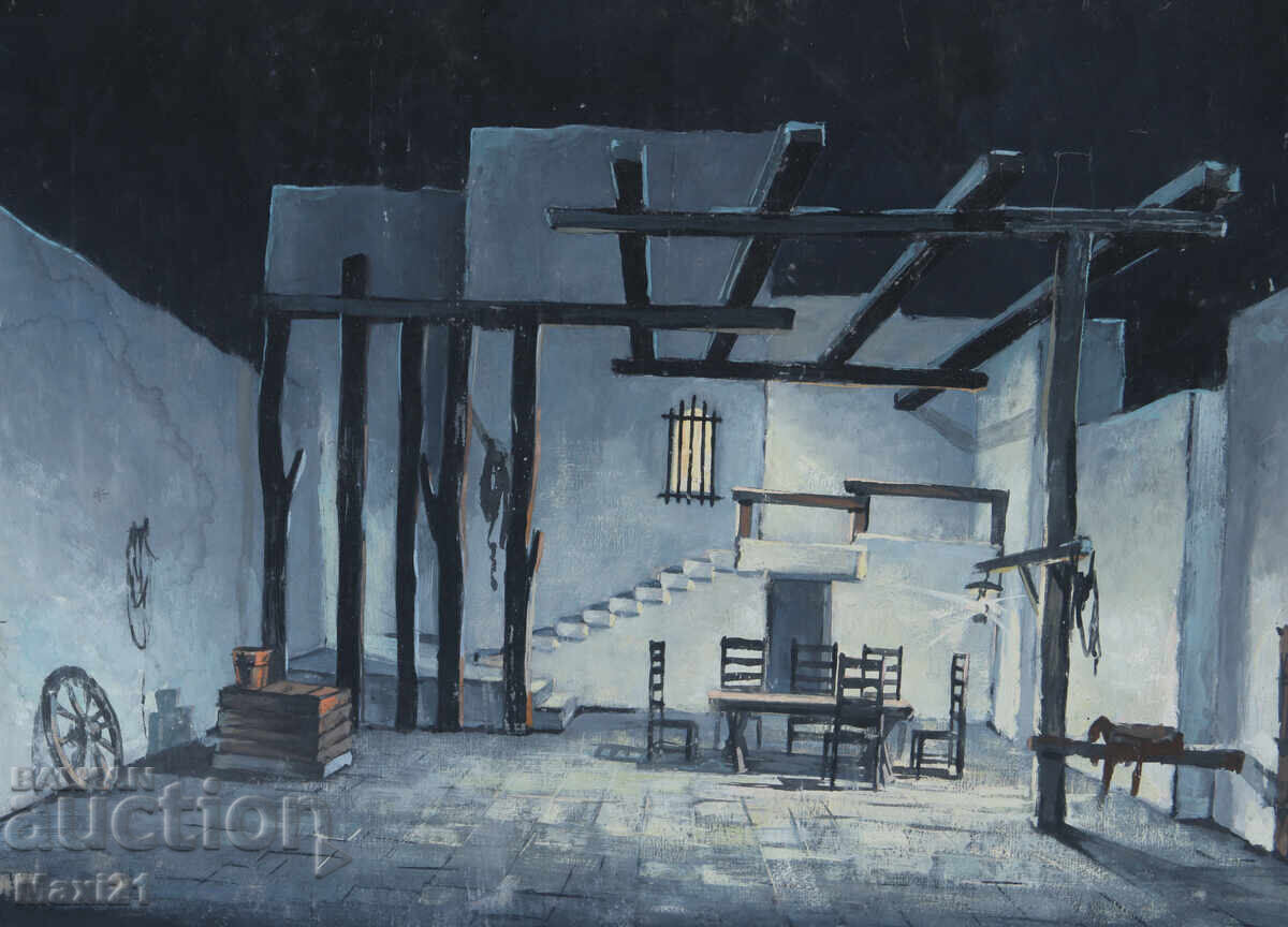 Livrarea Pictură guașă scenografie interior