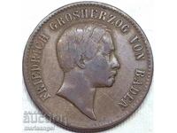 1 Kreuzer 1856 Baden Germania Prințul regent Friedrich