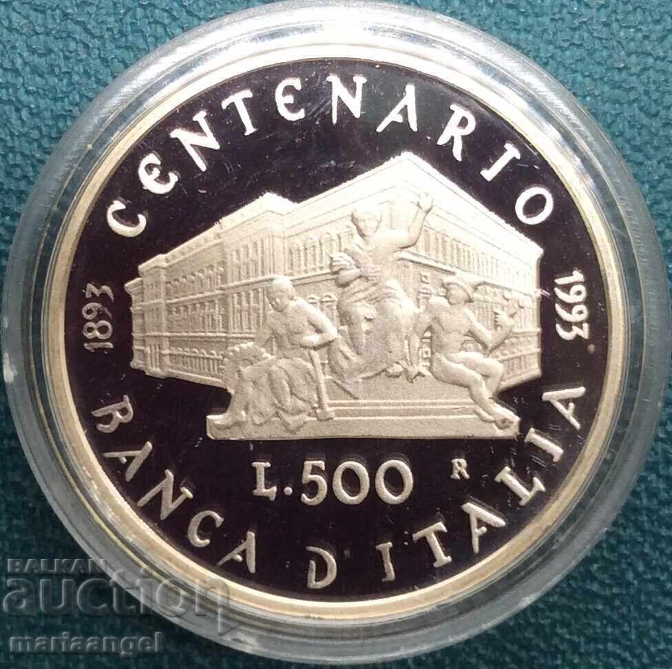 Auction  500 Lira 1993 Italy 100 g. on Bank "Italy" UNC PROOF