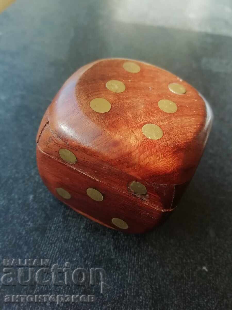 Wooden box - dice, for jewelry