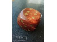 Cutie din lemn - zar, pentru bijuterii