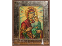 Icoană ortodoxă în tempera a Maicii Domnului cu Pruncul