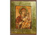 Icoană ortodoxă în tempera a Maicii Domnului cu Pruncul