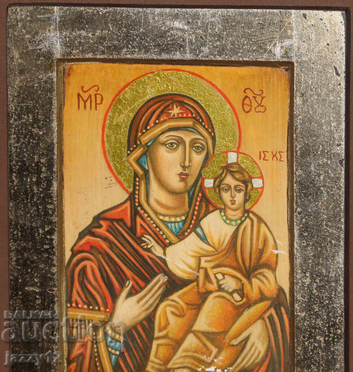 Auction  Orthodox icon tempera Theotokos Hodegetria