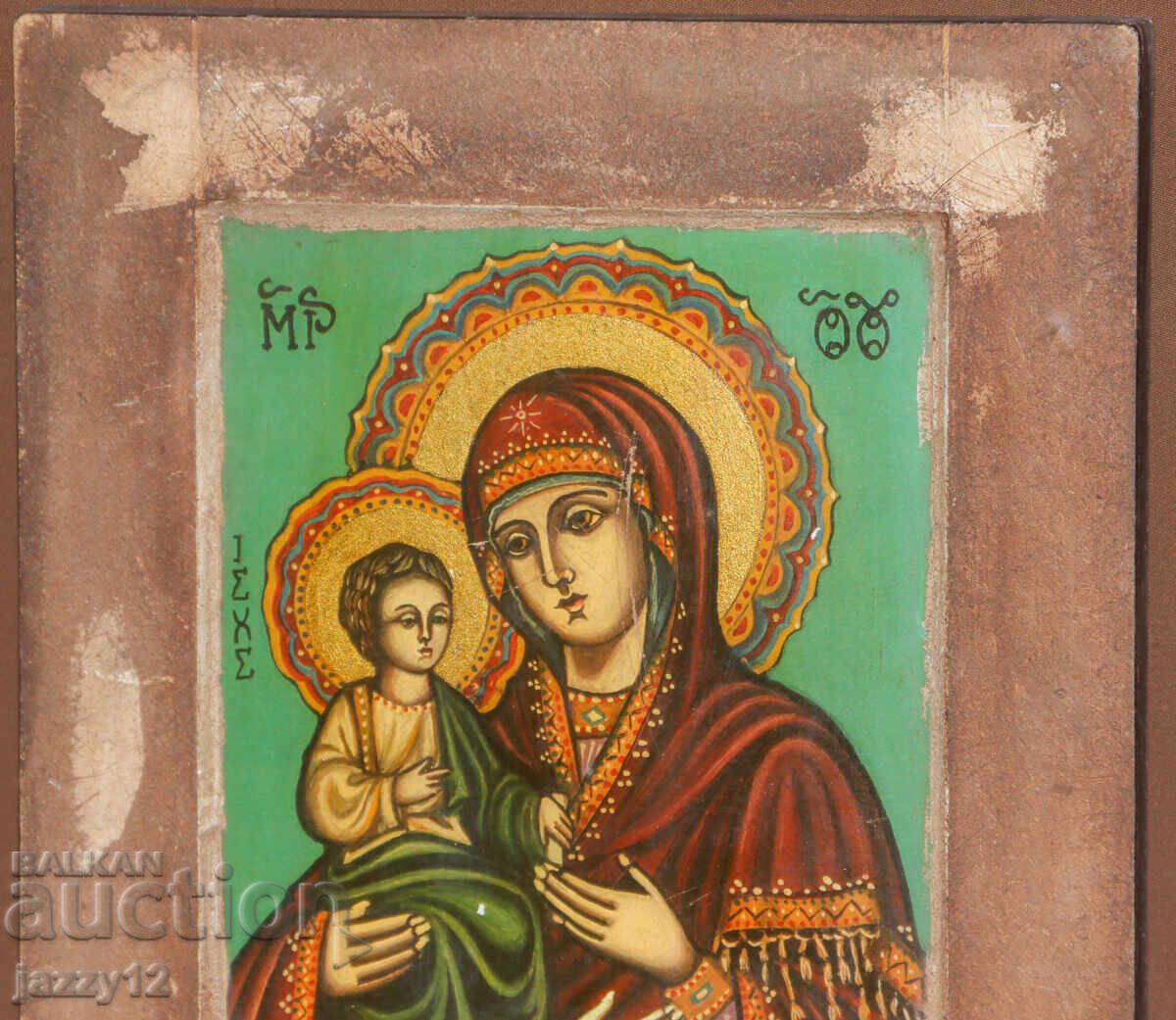 Auction Orthodox icon tempera Theotokos with the Child Auction Orthodox icon tempera Theotokos with the Child