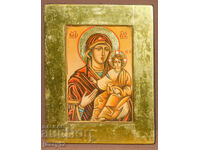 Icoană ortodoxă în tempera a Maicii Domnului cu Pruncul