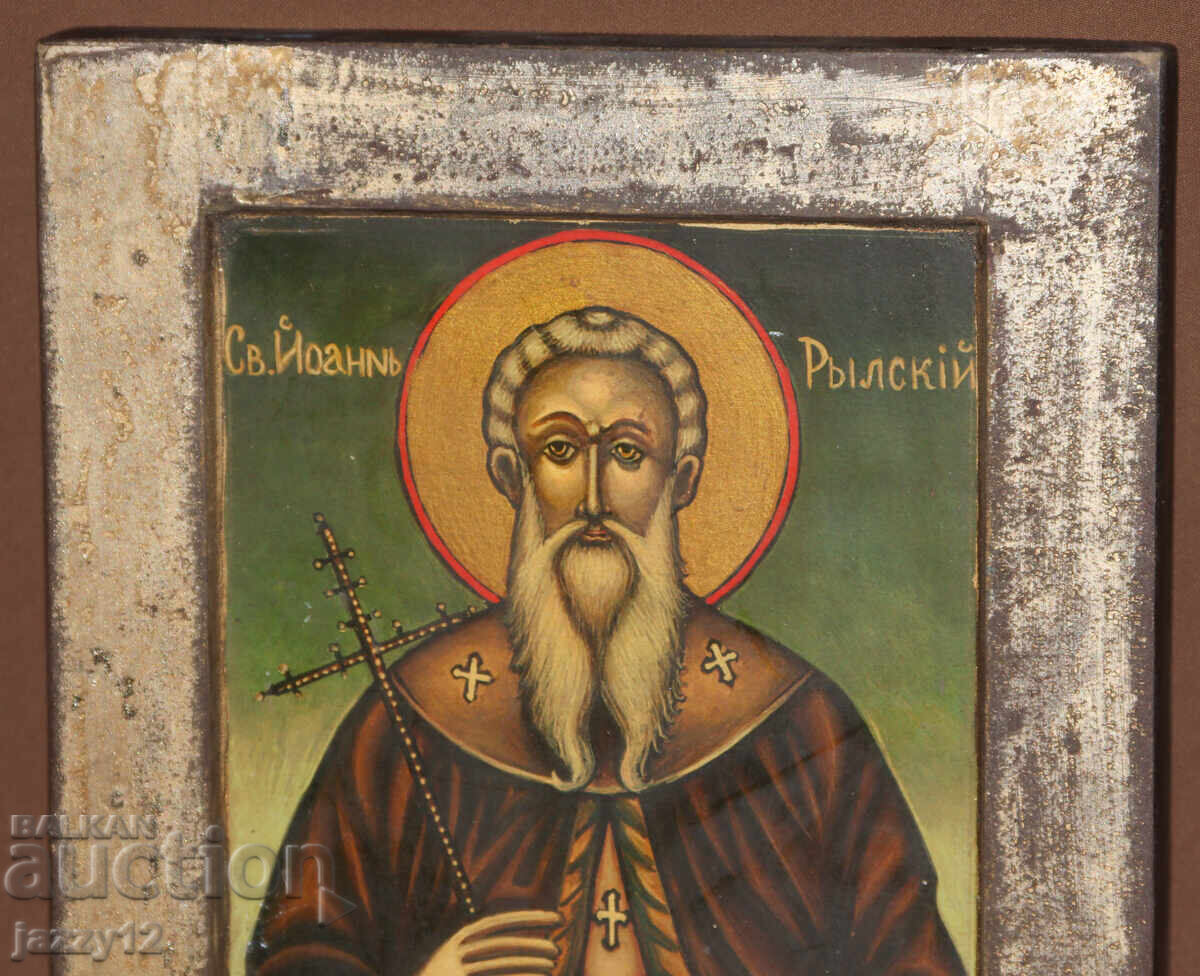 Auction Orthodox icon, tempera, St. John of Rila the Miracle Worker Auction Orthodox icon, tempera, St. John of Rila the Miracle Worker