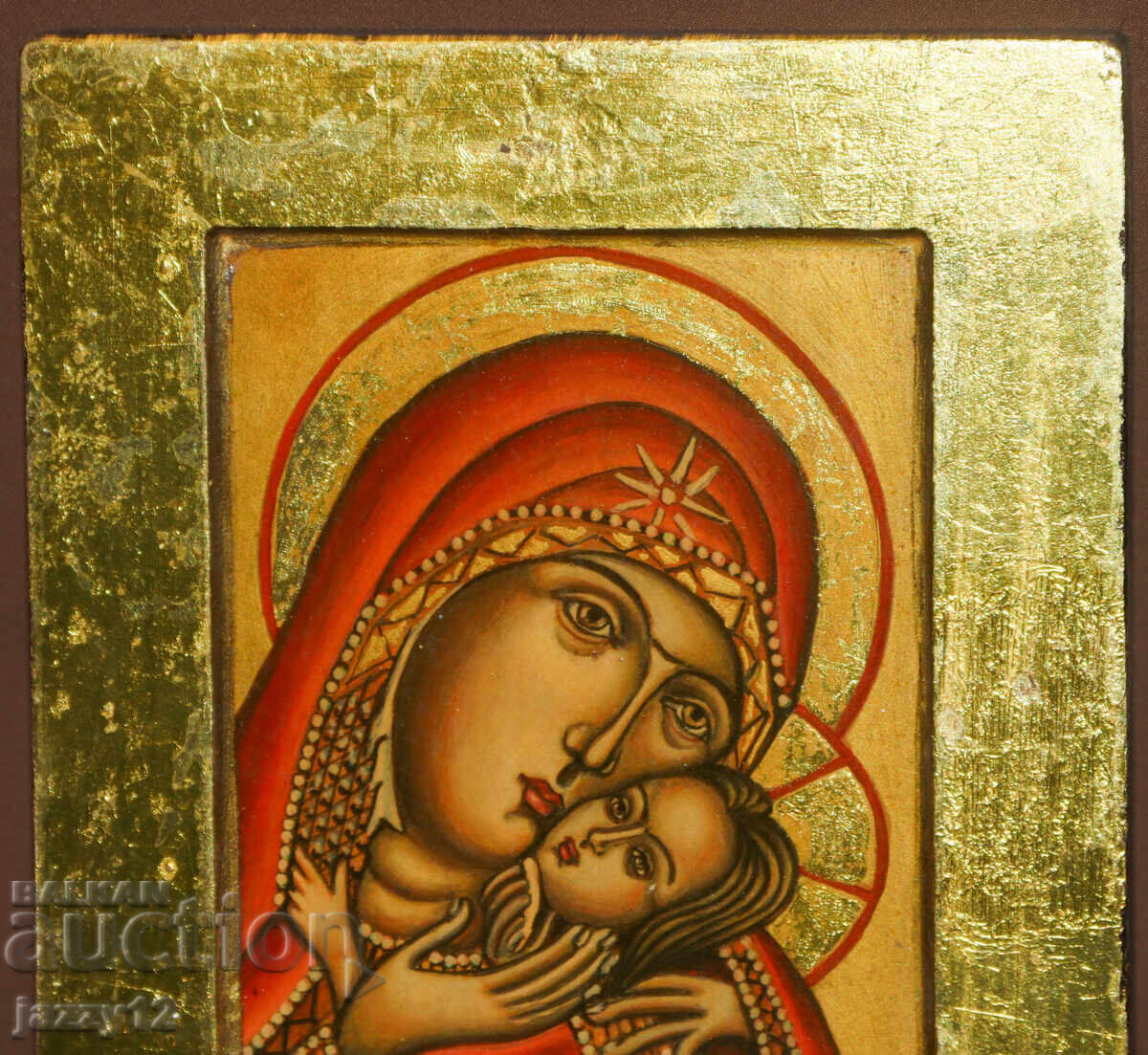 Аукцион Православна икона темпера Богородица Елеуса
