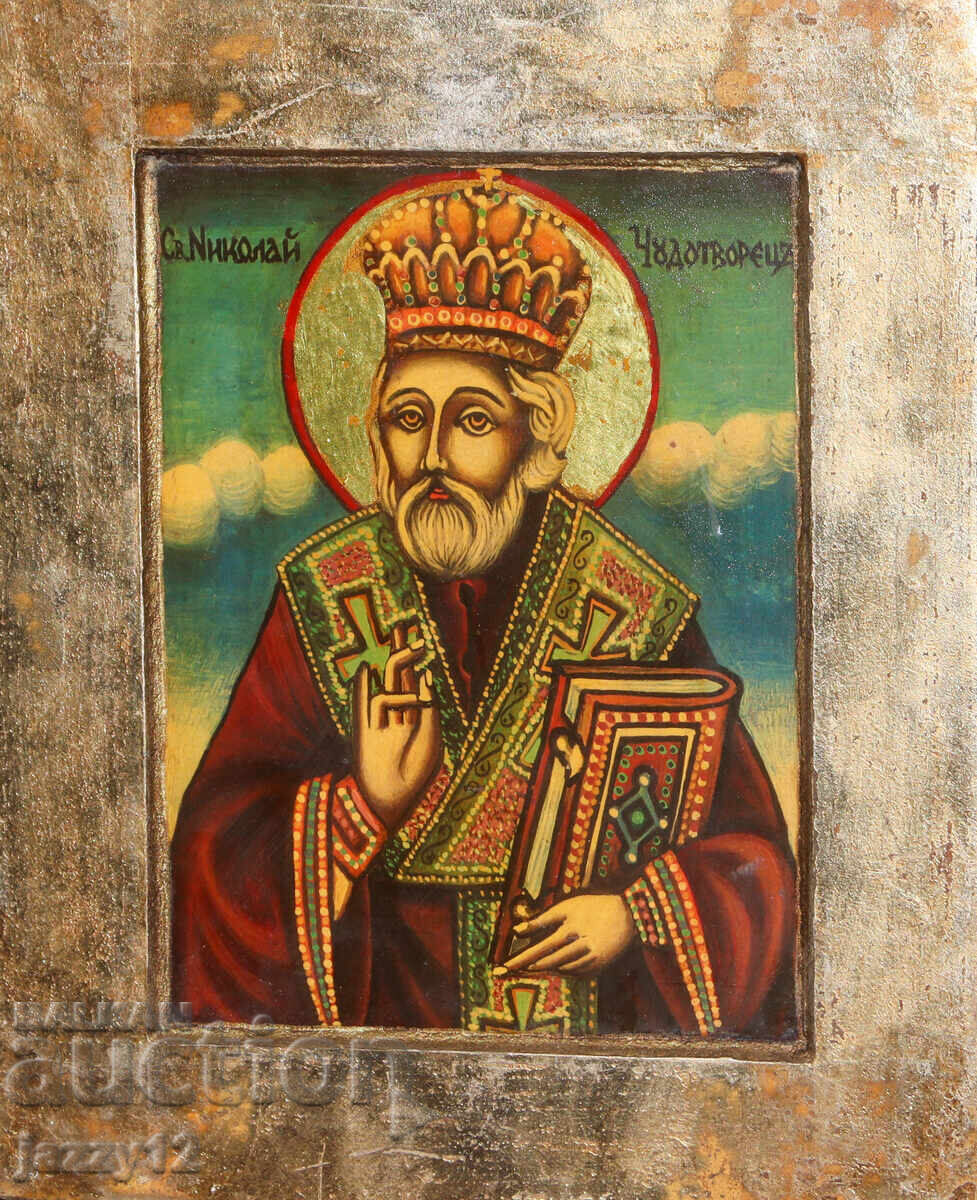 Православна икона темпера Св. Николай Чудотворец с цена 130.00 лв. | € 66.47