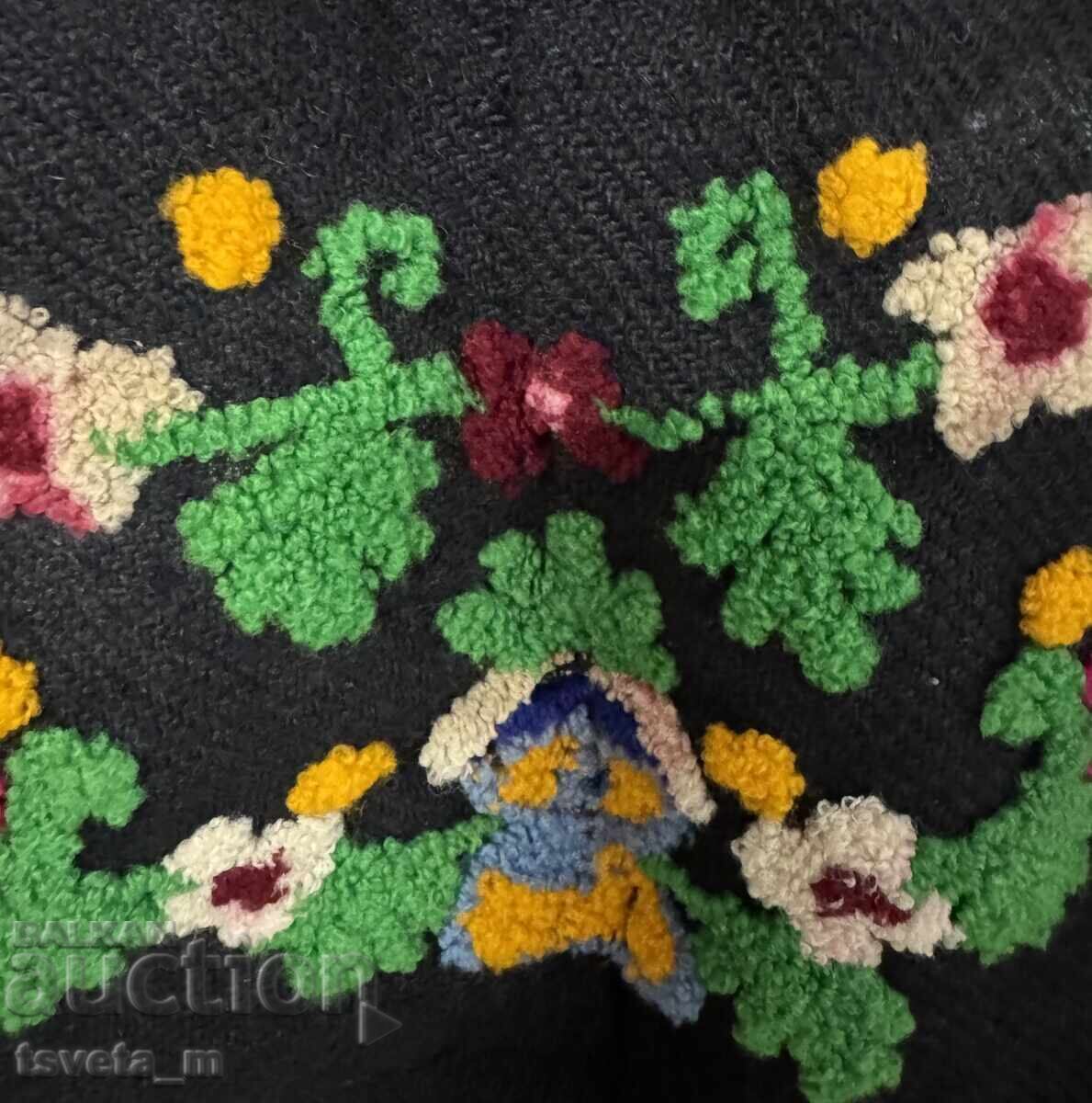 Auction Woolen women's apron with ruffled embroidery, folk costume Auction Woolen women's apron with ruffled embroidery, folk costume