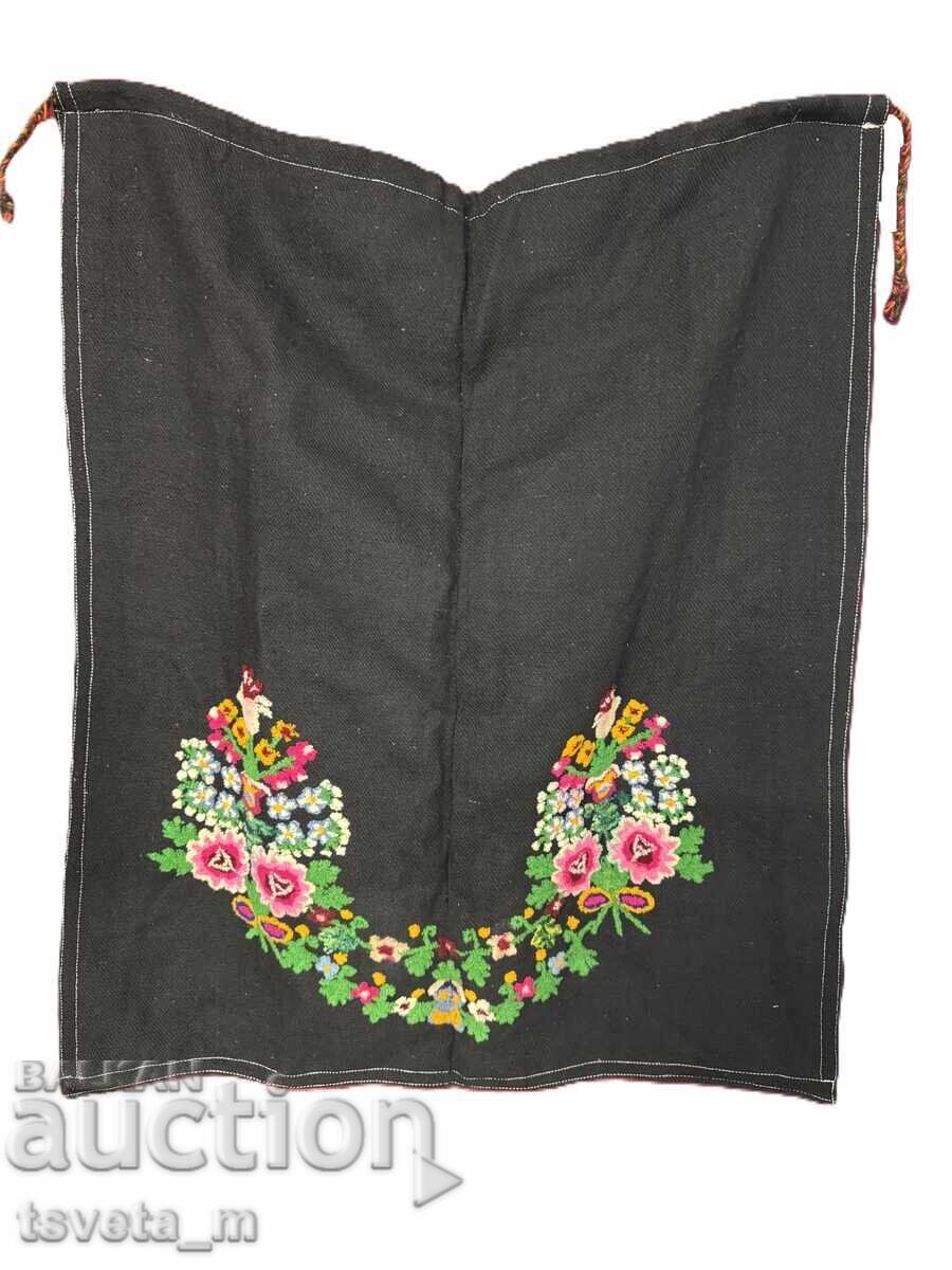 Woolen women's apron with ruffled embroidery, folk costume Woolen women's apron with ruffled embroidery, folk costume