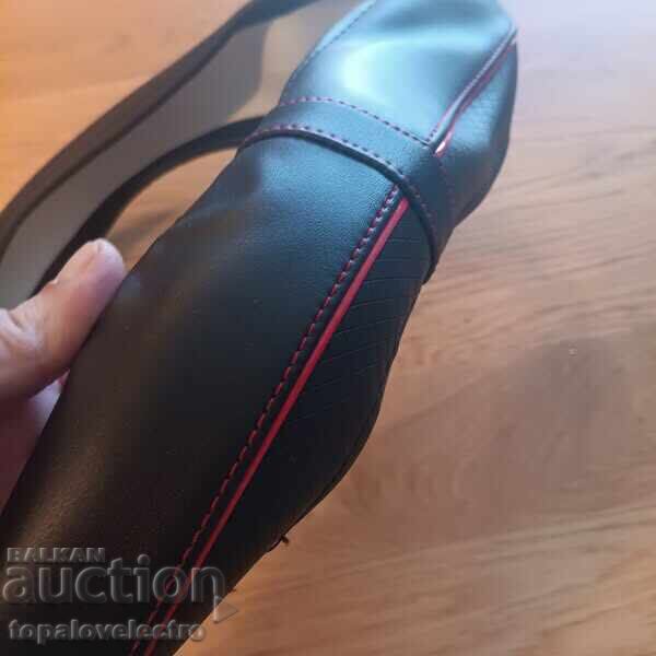 NEW! Universal Leather Steering Wheel Cover 37-38 cm - Black and - 7