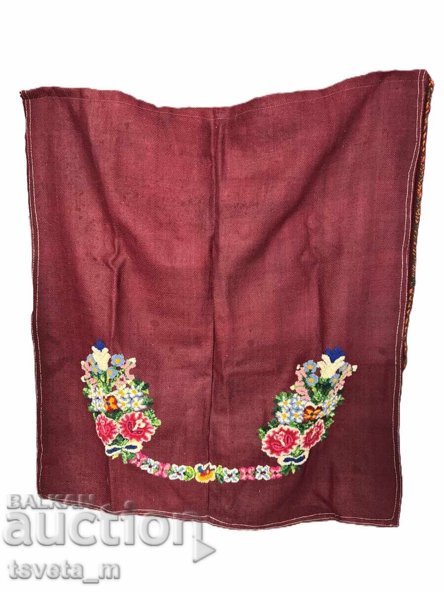 Woolen women's apron with ruffled embroidery, folk costume Woolen women's apron with ruffled embroidery, folk costume