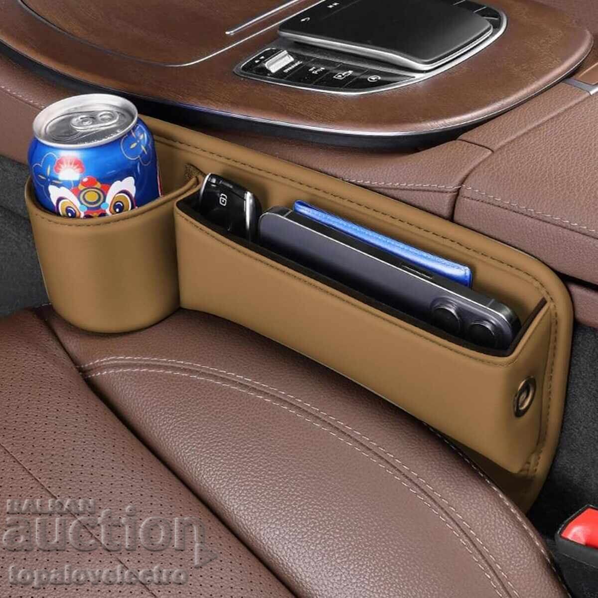 НОВ! Страничен органайзер за автомобилна седалка, кафяв, еко - 5