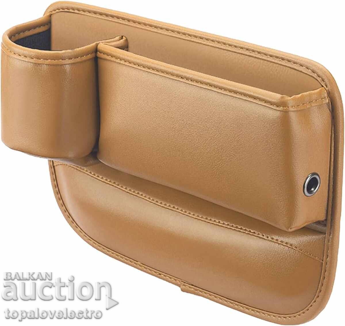 НОВ! Страничен органайзер за автомобилна седалка, кафяв, еко