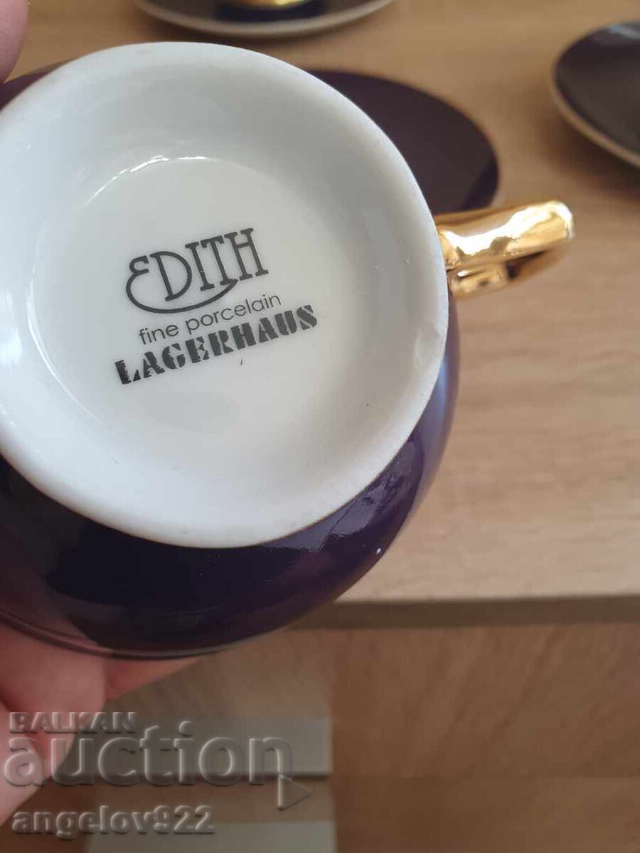 Porcelain Coffee Cups Edith Lagerhaus - 6 Porcelain Coffee Cups Edith Lagerhaus - 6