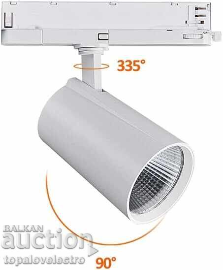 НОВ! LED Релсов Прожектор 30W – 3-Фазен, 4-Жилен, завъртащ с с цена 11.00 лв. | € 5.62