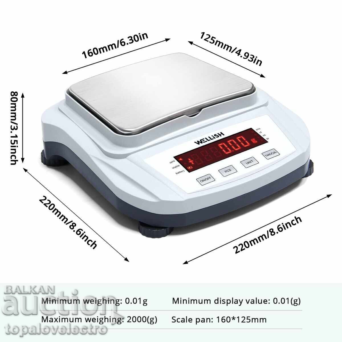 НОВА! Прецизна лабораторна везна 2000g/0.1g, LCD дисплей с цена 10.00 лв. | € 5.11