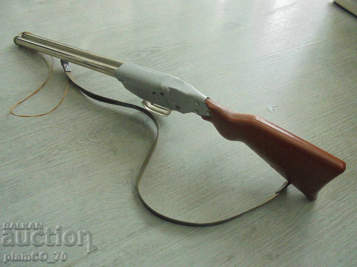 №*8306 Стара играчка пушка с тапички – двуцевка - 5