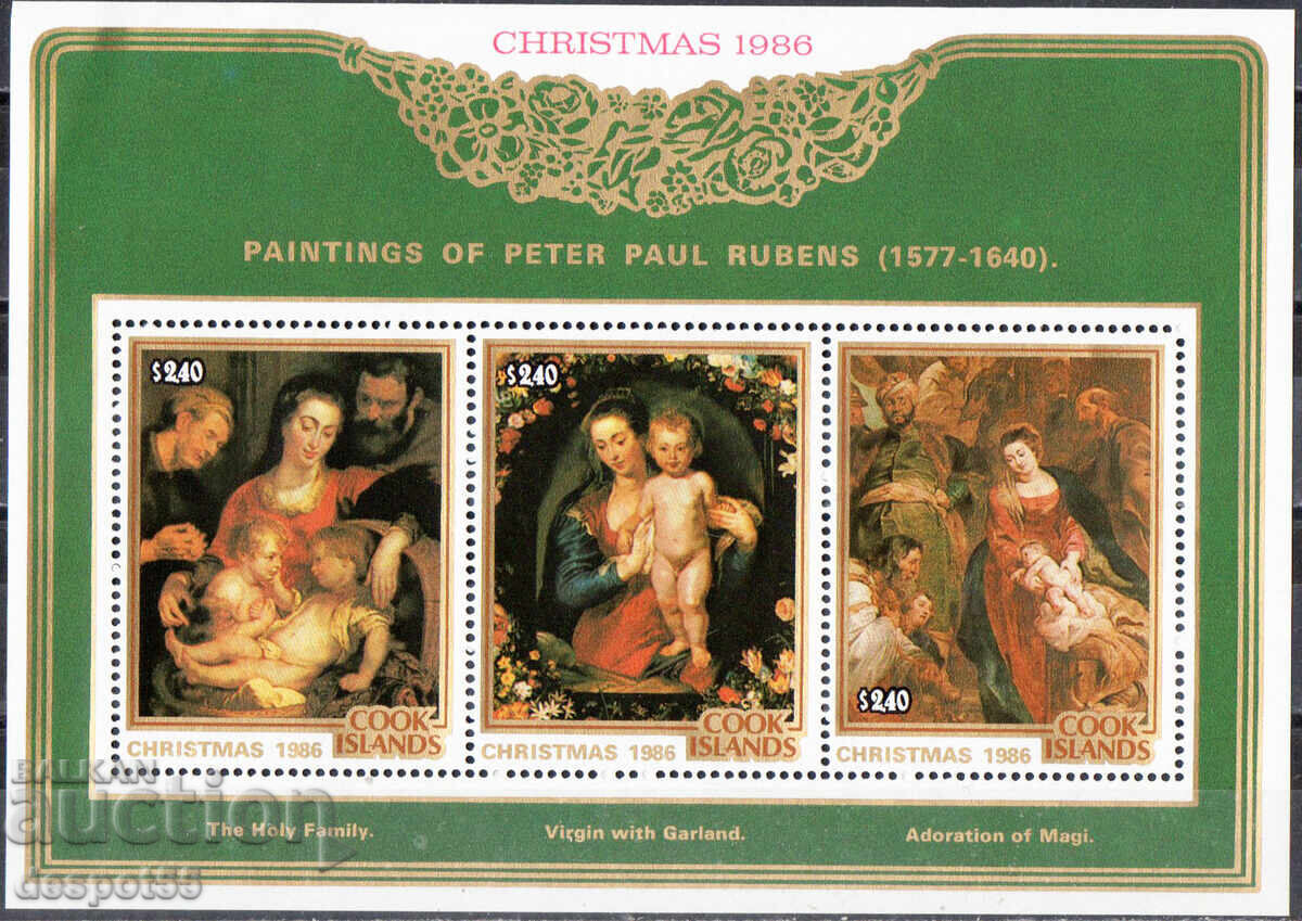 1986 Cook Islands. Christmas - Paintings by Peter Paul Rubens. Block