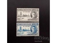 Insulele Turks și Caicos 1946 2 și 3 penny Sfârșitul celui de-al Doilea Război Mondial