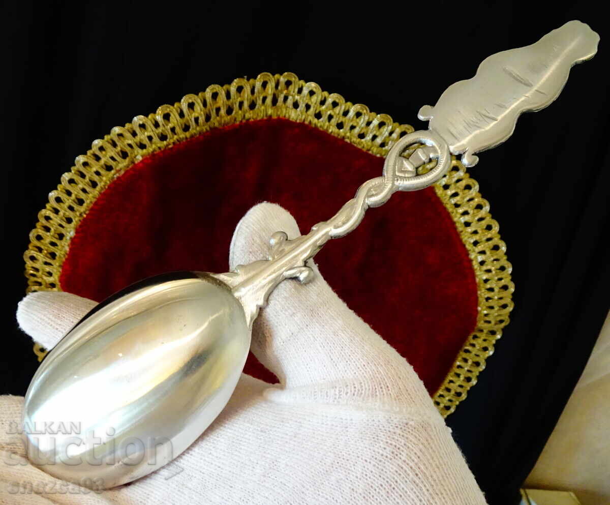 Pewter spoon for a pewter wedding with family symbols - 6