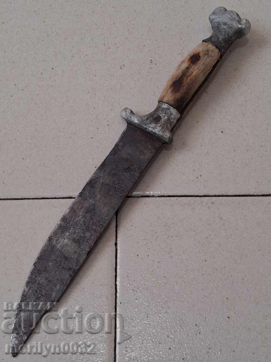 Σταθερό μαχαίρι με λαβή από κέρατο και κεφαλή λιονταριού - 6 Σταθερό μαχαίρι με λαβή από κέρατο και κεφαλή λιονταριού - 6