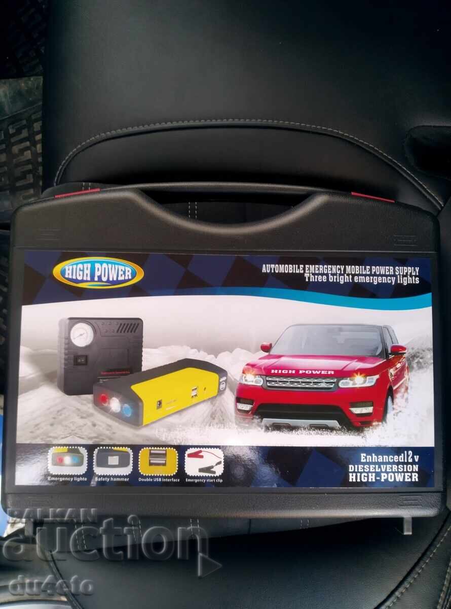 Συσκευή εκκίνησης μπαταρίας αυτοκινήτου (boost) power bank 3 σε 1 με κομπρεσέρ με τιμή 110.00 BGN | € 56.24