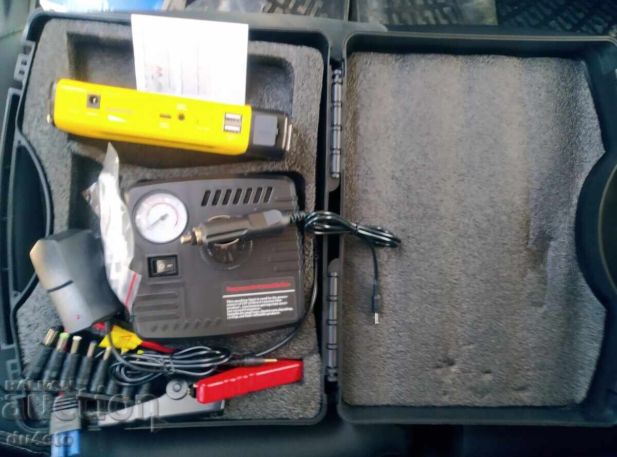 Συσκευή εκκίνησης μπαταρίας αυτοκινήτου (boost) power bank 3 σε 1 με κομπρεσέρ