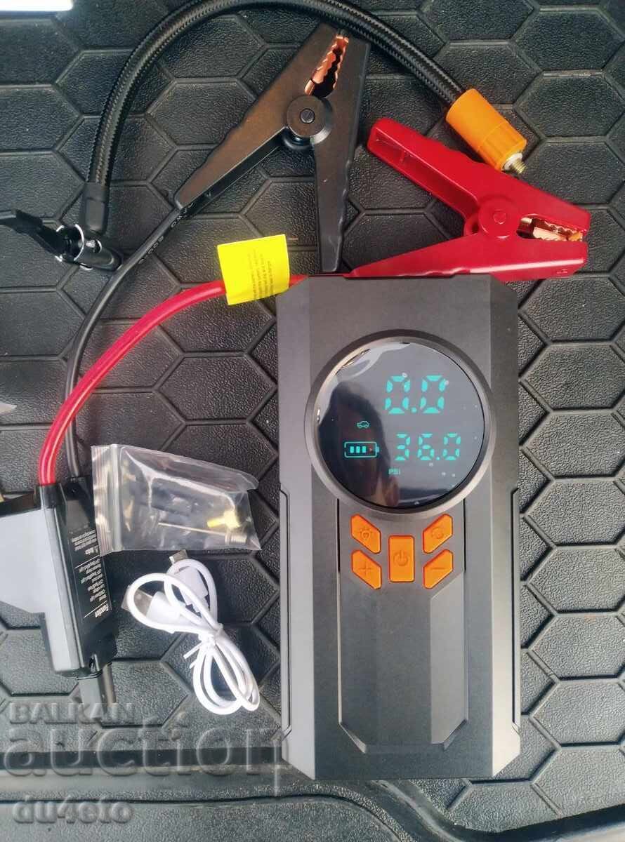 Demaror auto, power bank 4 în 1, Compresor, Lanternă, Baterie 6