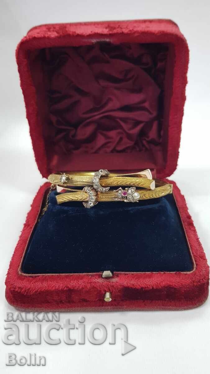 Аукцион Уникална Викторианска златна гривна с рубин и диаманти 19 в. Аукцион Уникална Викторианска златна гривна с рубин и диаманти 19 в.