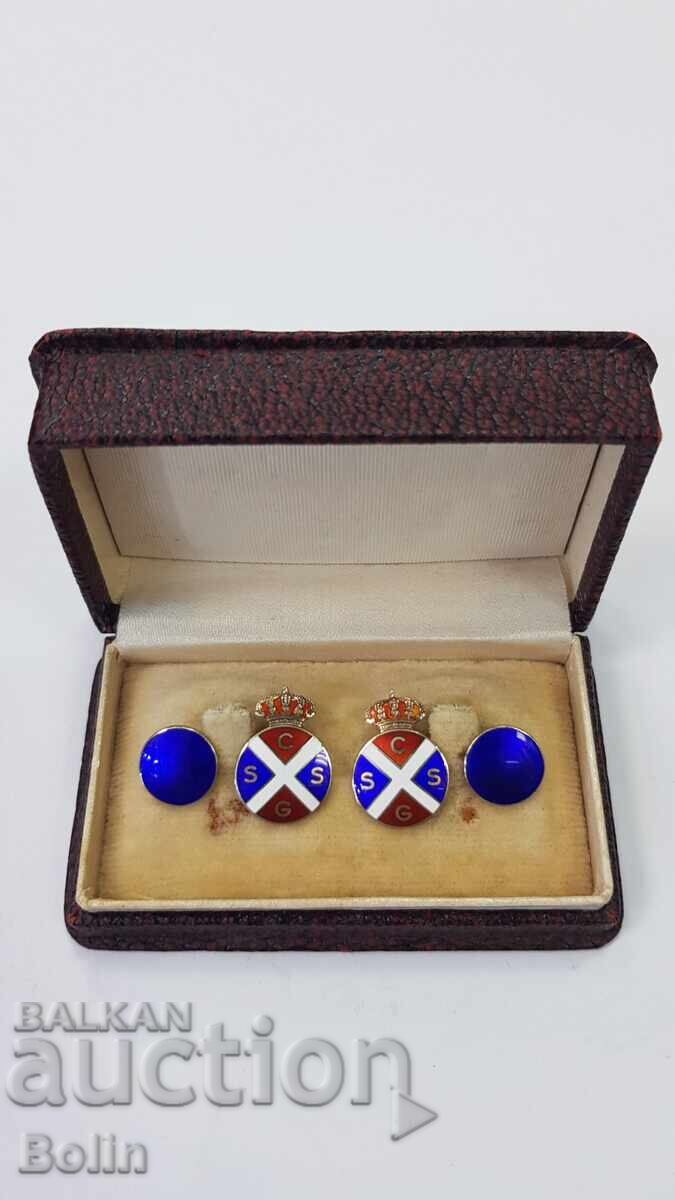 Сребърни ръкавели с емайл и позлата оригинална кутия Европа с цена 360.00 лв. | € 184.07 Сребърни ръкавели с емайл и позлата оригинална кутия Европа с цена 360.00 лв. | € 184.07