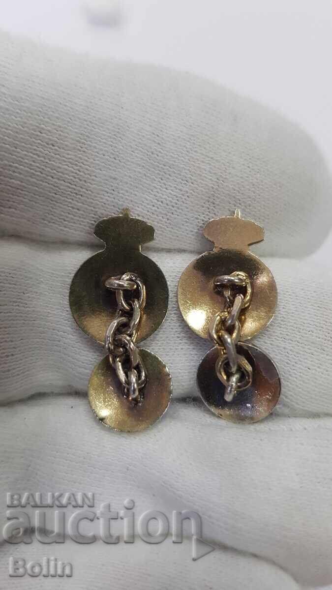 Сребърни ръкавели с емайл и позлата оригинална кутия Европа - 6 Сребърни ръкавели с емайл и позлата оригинална кутия Европа - 6