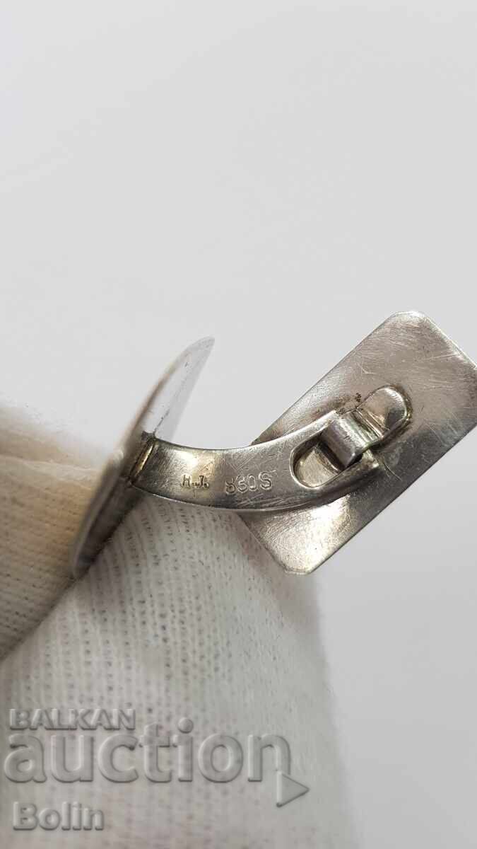 Сребърни позлатени ръкавели Art Deco 835 пр. Европа - 5