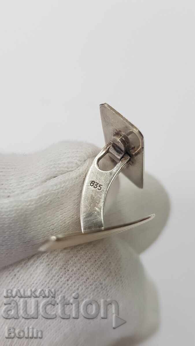 Сребърни позлатени ръкавели Art Deco 835 пр. Европа - 6