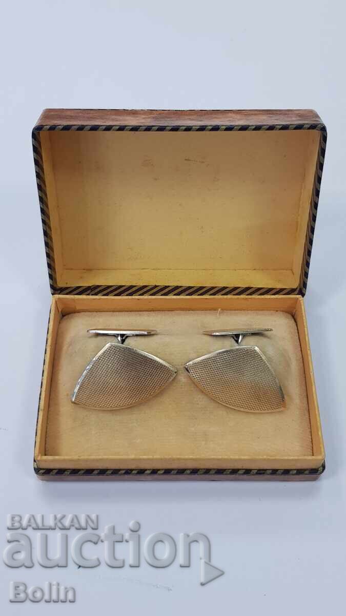 Сребърни позлатени ръкавели Art Deco 835 пр. Европа - 7