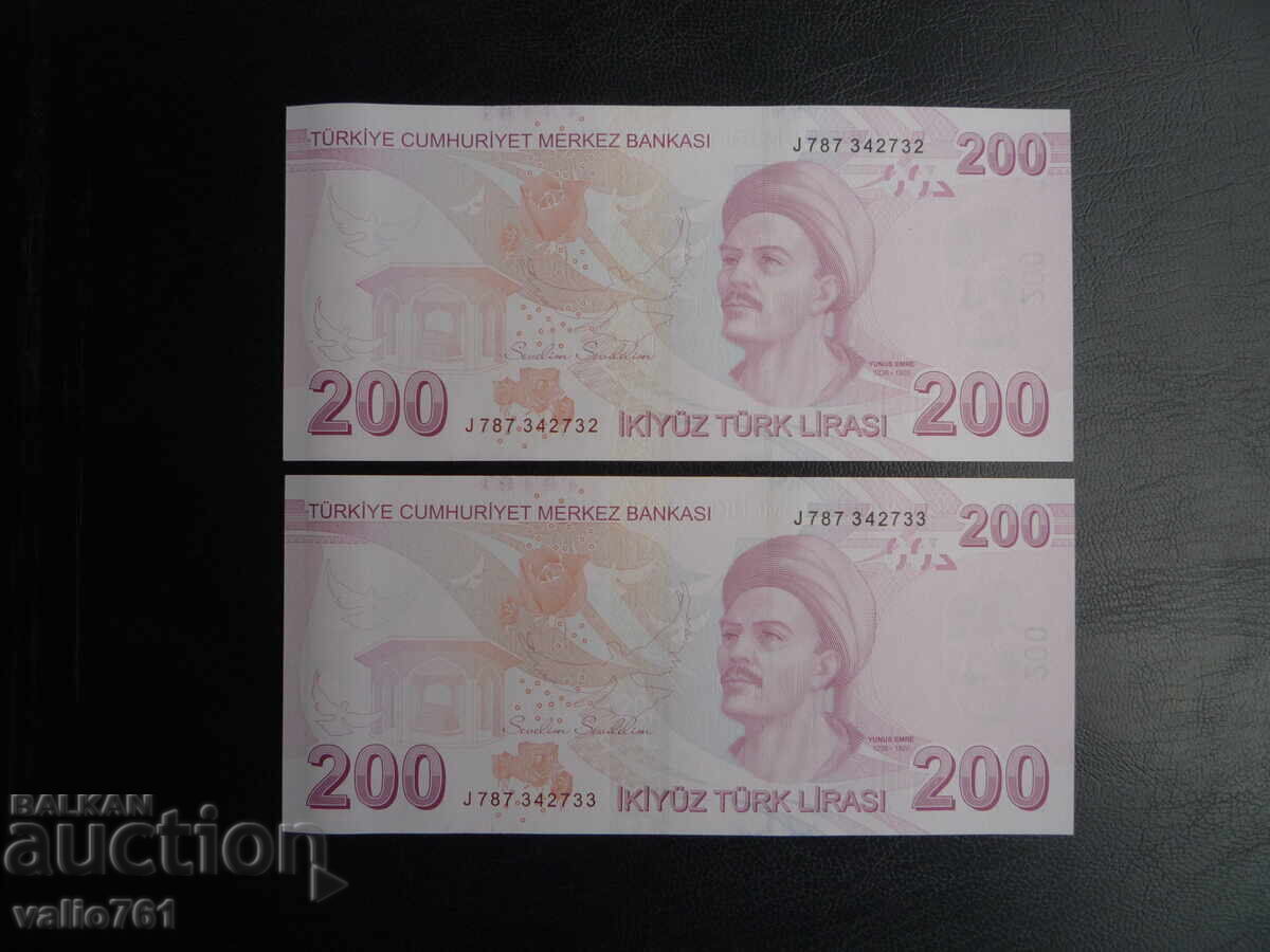 ΤΟΥΡΚΙΑ 2x200 ΛΙΡΕΣ ΣΕΙΡΑ ΝΟΥΜΕΡΑ 2009 (2024) ΚΑΙΝΟΥΡΓΙΑ UNC με τιμή 32.00 BGN | € 16.36 ΤΟΥΡΚΙΑ 2x200 ΛΙΡΕΣ ΣΕΙΡΑ ΝΟΥΜΕΡΑ 2009 (2024) ΚΑΙΝΟΥΡΓΙΑ UNC με τιμή 32.00 BGN | € 16.36
