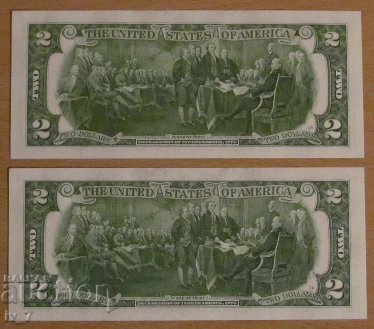 2 ΔΟΛΑΡΙΑ 2017, ΗΠΑ - 2 συνεχόμενοι αριθμοί - UNC με τιμή 16.00 BGN | € 8.18