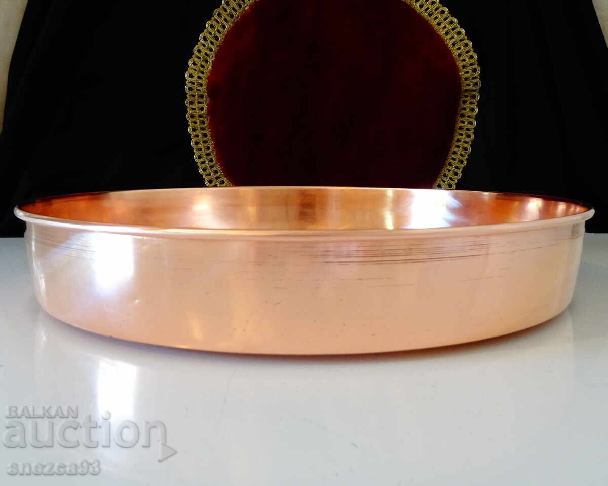 Δημοπρασία Χάλκινο τηγάνι 36 εκ., καθαρός κόκκινος χαλκός 800 γρ