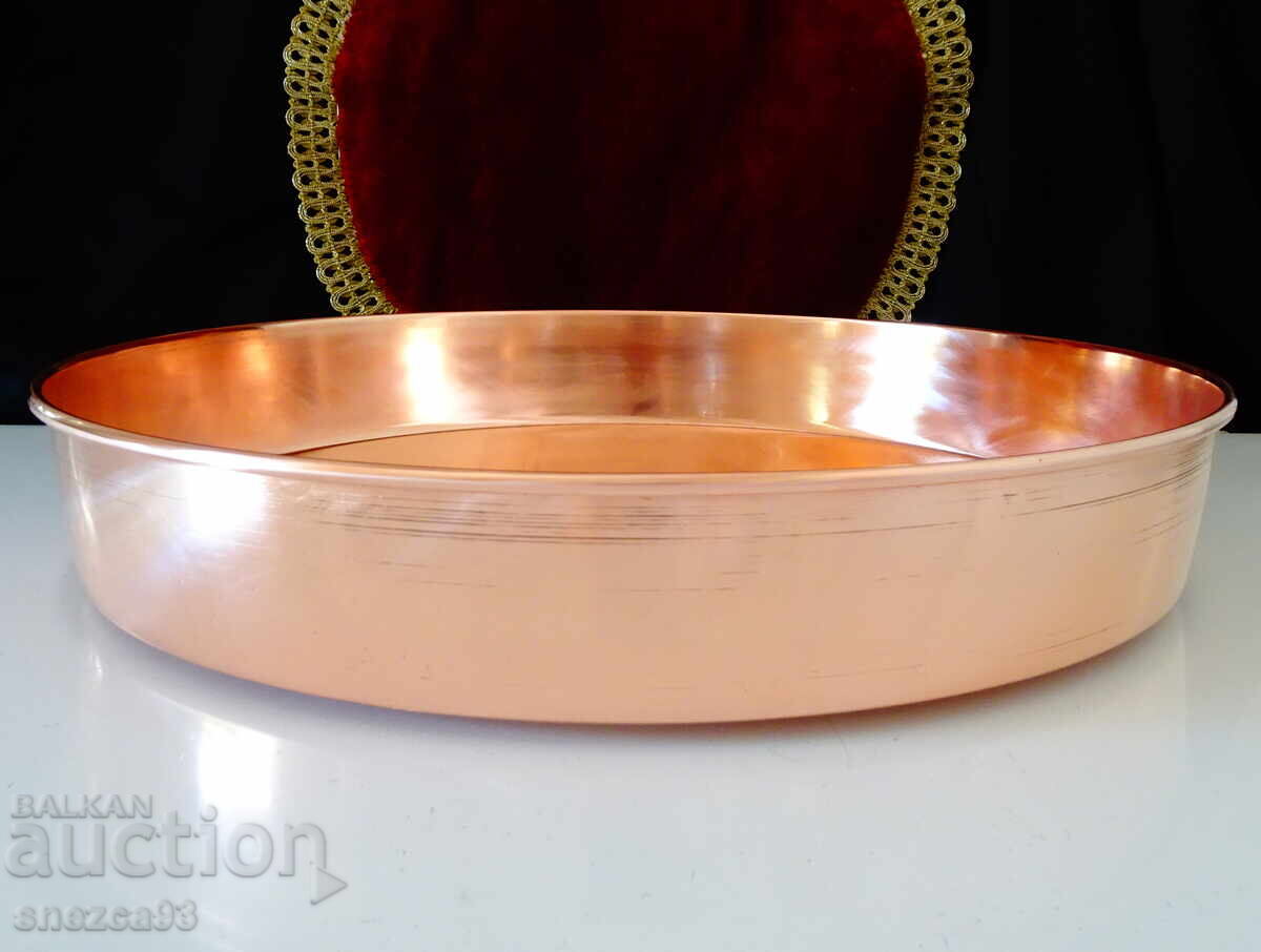 Χάλκινο τηγάνι 36 εκ., καθαρός κόκκινος χαλκός 800 γρ