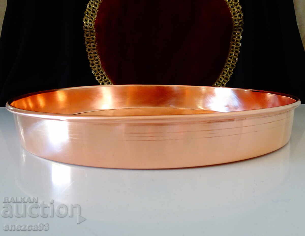 Παράδοση Χάλκινο τηγάνι 35 εκ., καθαρός κόκκινος χαλκός 820 γρ