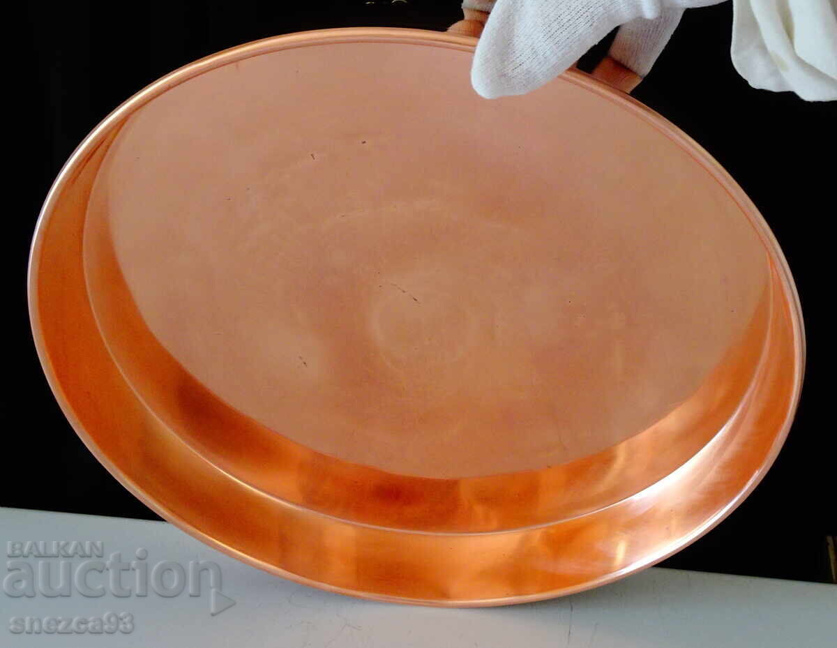 Χάλκινο τηγάνι 35 εκ., καθαρός κόκκινος χαλκός 820 γρ - 5
