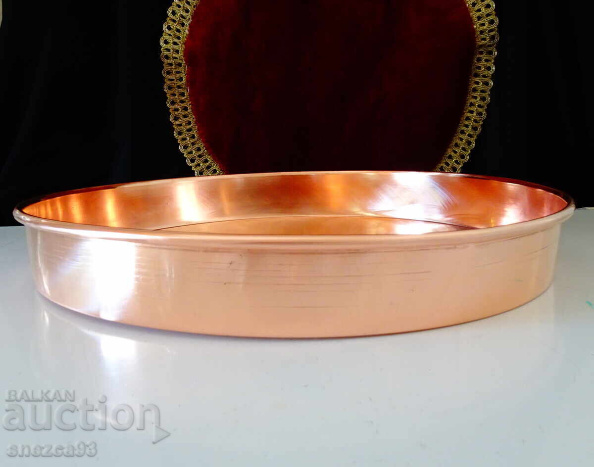 Χάλκινο τηγάνι 35 εκ., καθαρός κόκκινος χαλκός 820 γρ