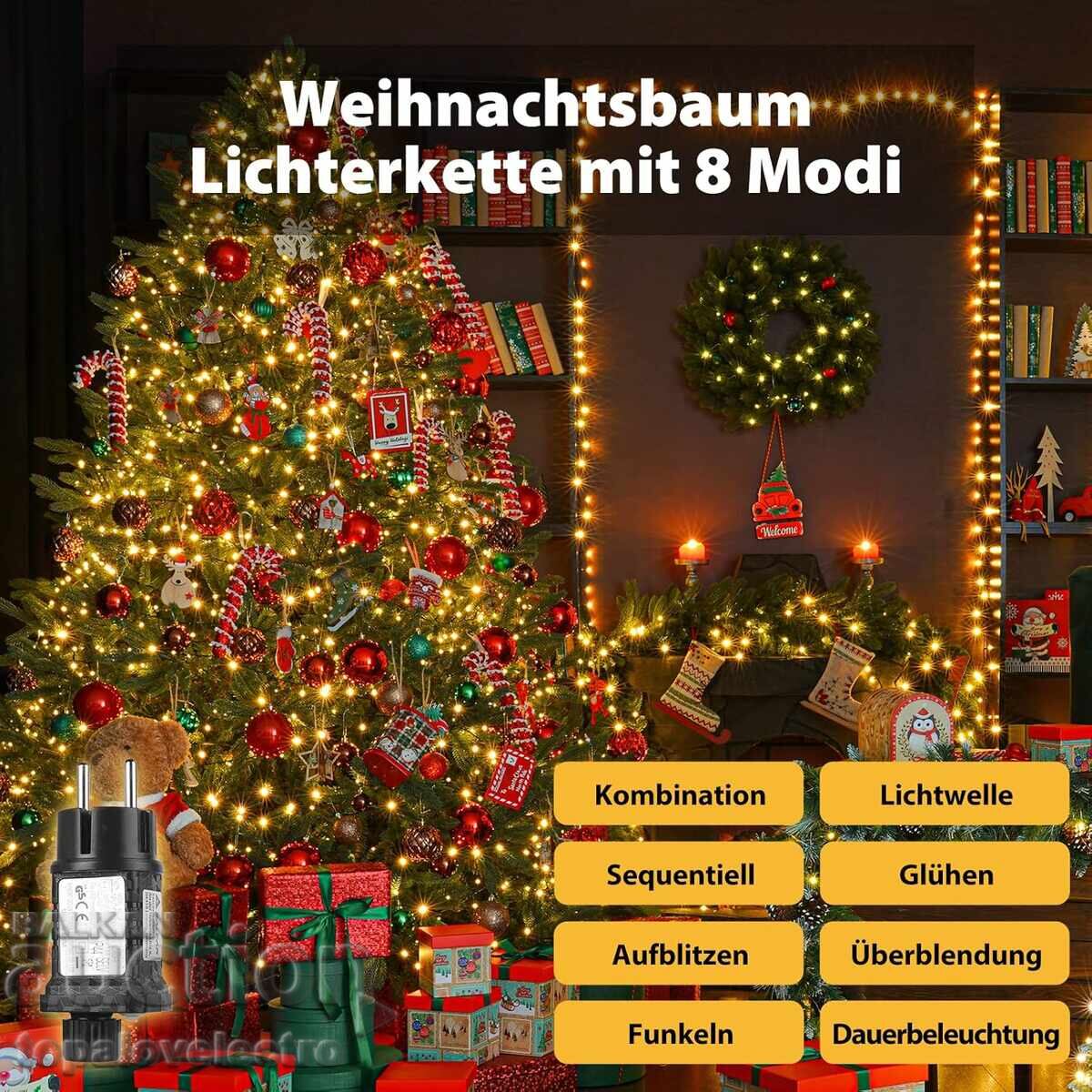 NEW! LED Christmas Lights 23 m – 360 LEDs, 8 Modes, Waterproof with price 35.00 BGN | € 17.90