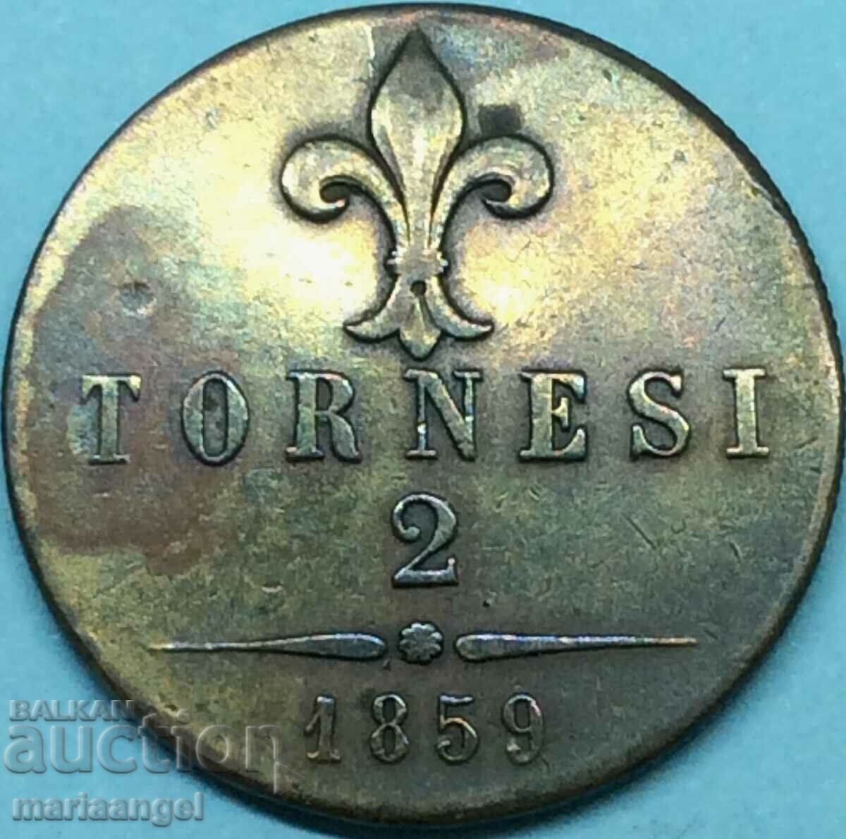2 Tornesi 1859 Ιταλία Φραγκίσκος Β' (1859-1860) με τιμή 59.00 BGN | € 30.17