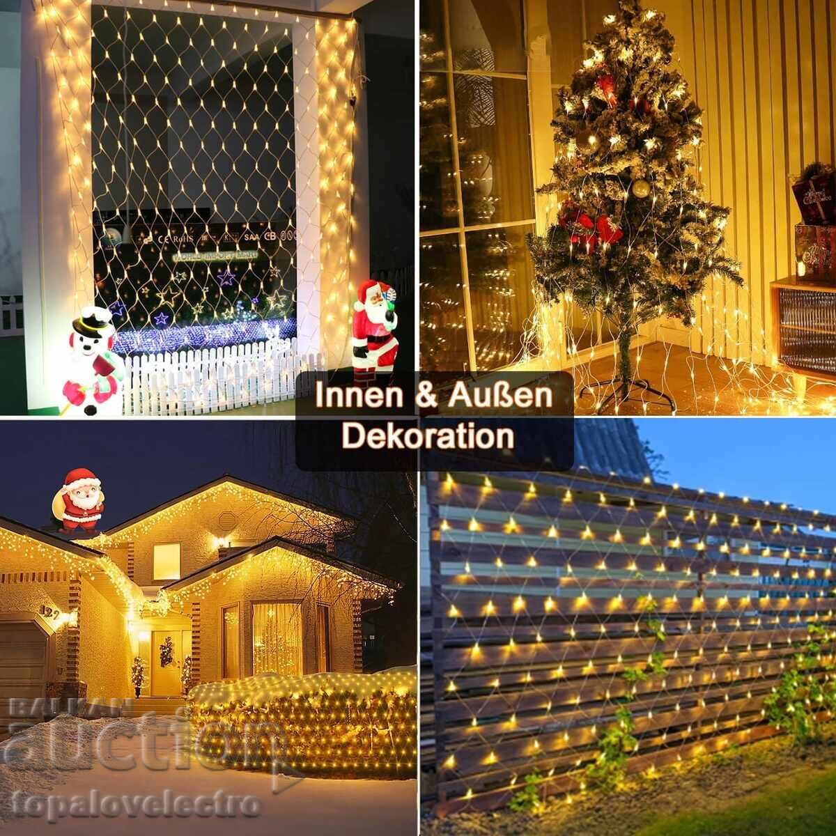 NEW! LED light net, 2 pieces x 3x2 m, 200 lights, 8 modes with price 44.00 BGN | € 22.50