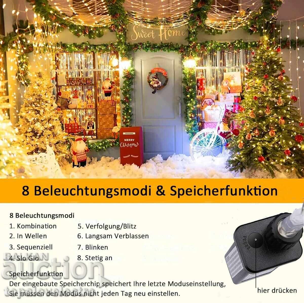 Delivery of NEW! LED light net, 2 pieces x 3x2 m, 200 lights, 8 modes