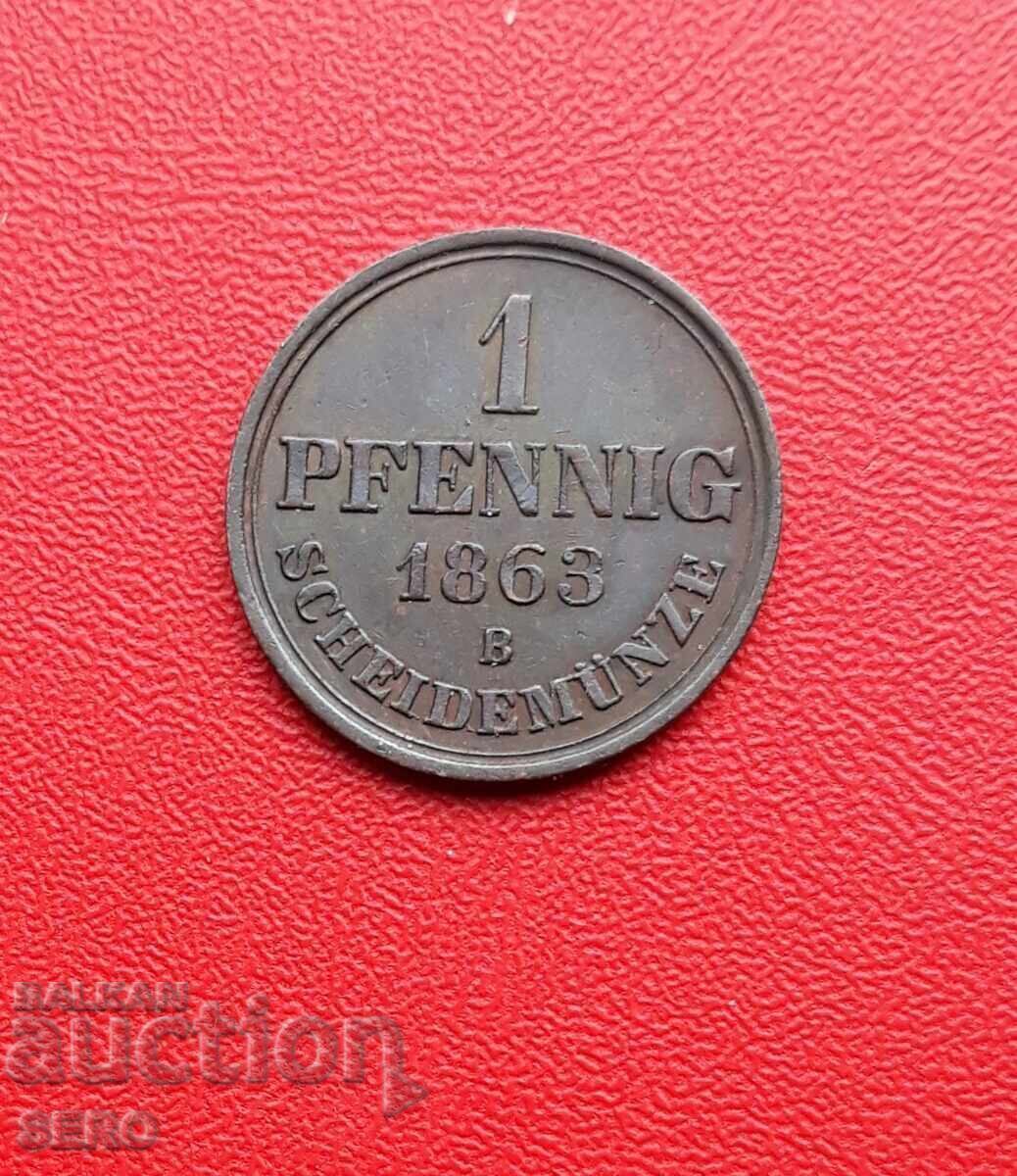 Germany-Hanover-1 pfennig 1863-ext. preserved Germany-Hanover-1 pfennig 1863-ext. preserved
